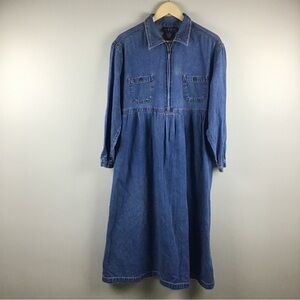 Blue Denim Long-Sleeve Dress